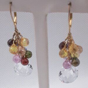 Stunning Faceted Multi-Color Crystal Drop Earrings Designed by Nina Nyugen